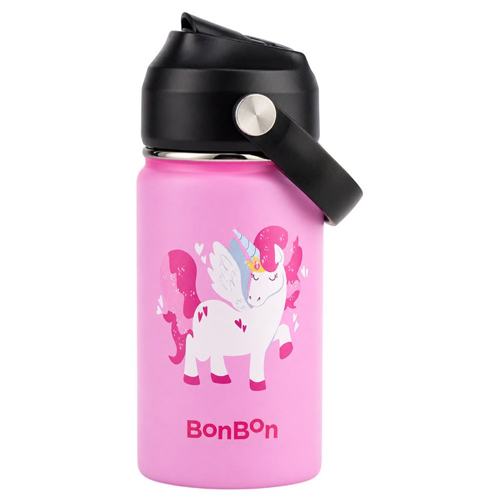 Bonbon - Stainless Steel Water Bottle - 350 ml And 3-Compartment Lunch Box - Unicorn
