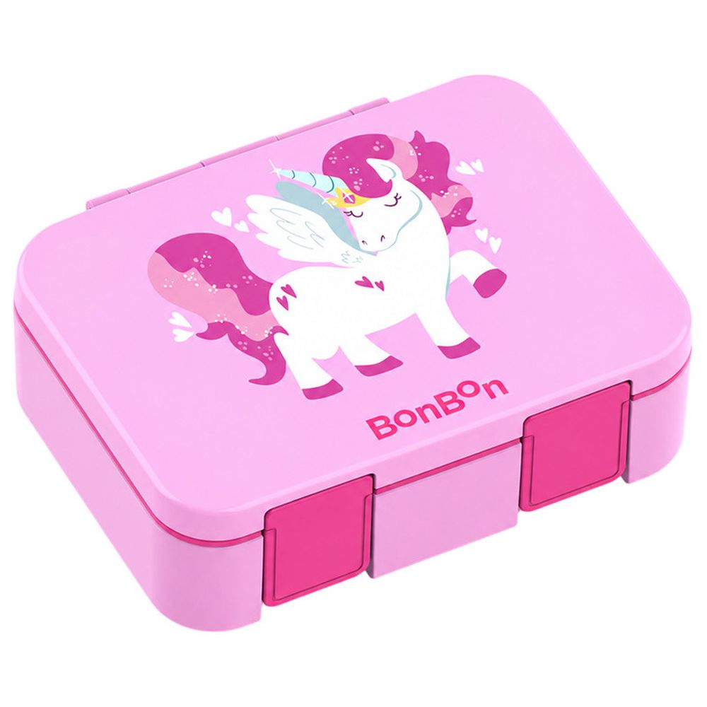 Bonbon - Stainless Steel Water Bottle - 350 ml And 3-Compartment Lunch Box - Unicorn