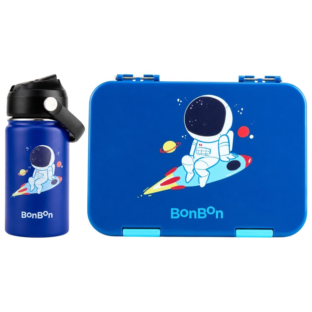 Bonbon - 4/6-Compartment Lunch Box And Stainless Steel Water Bottle - Astro - 350 ml