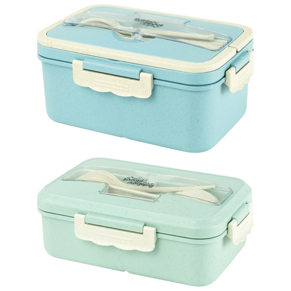 Rainbow Skool - 4 Compartment Lunchbox With Cutlery - Blue - 1000 ml And 1500ml