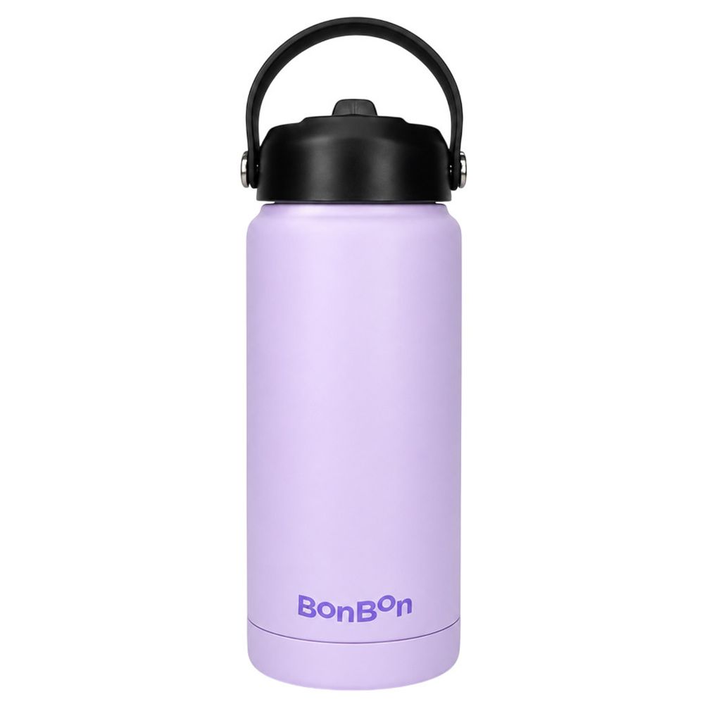 Bonbon - 3/4-Compartment Star Lunch Box With Insulated Food Jar And Steel Water Bottle With Straw Lid - 750 ml - Purple