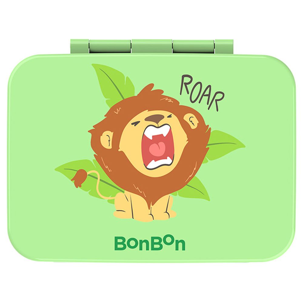 Bonbon - Stainless Steel Water Bottle - 350 ml And 3-Compartment Lunch Box - Lion
