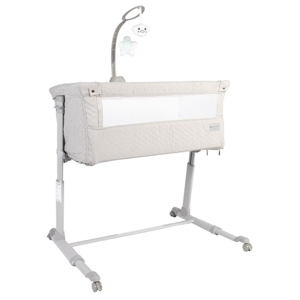 Bumble & Bird - Adjustable Bedside Co-Sleeper & Crib - Grey With Reversible Duvet Cover & Pillowcase For Cot - Grey And Cotton Jersey for Moses Basket - 2 Pcs
