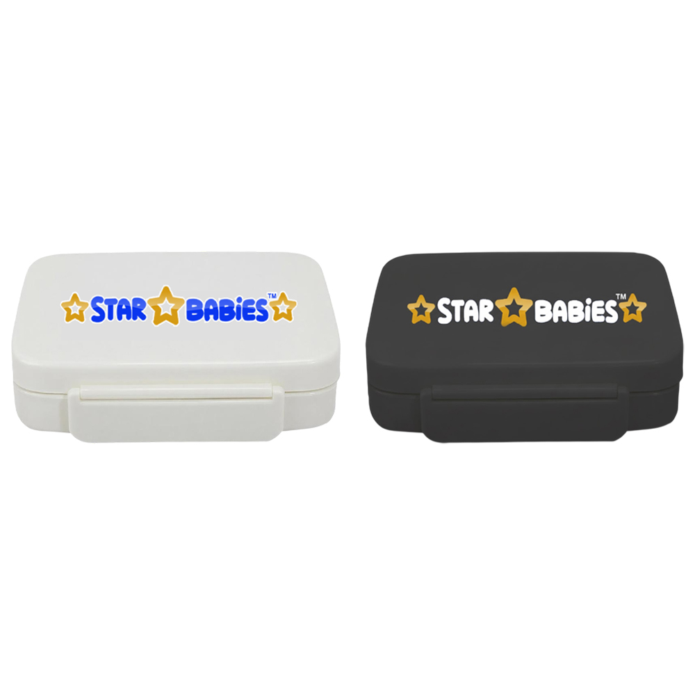 Star Babies - Insulated 4 Compartment Lunch Box - Black And White - 2 Pcs