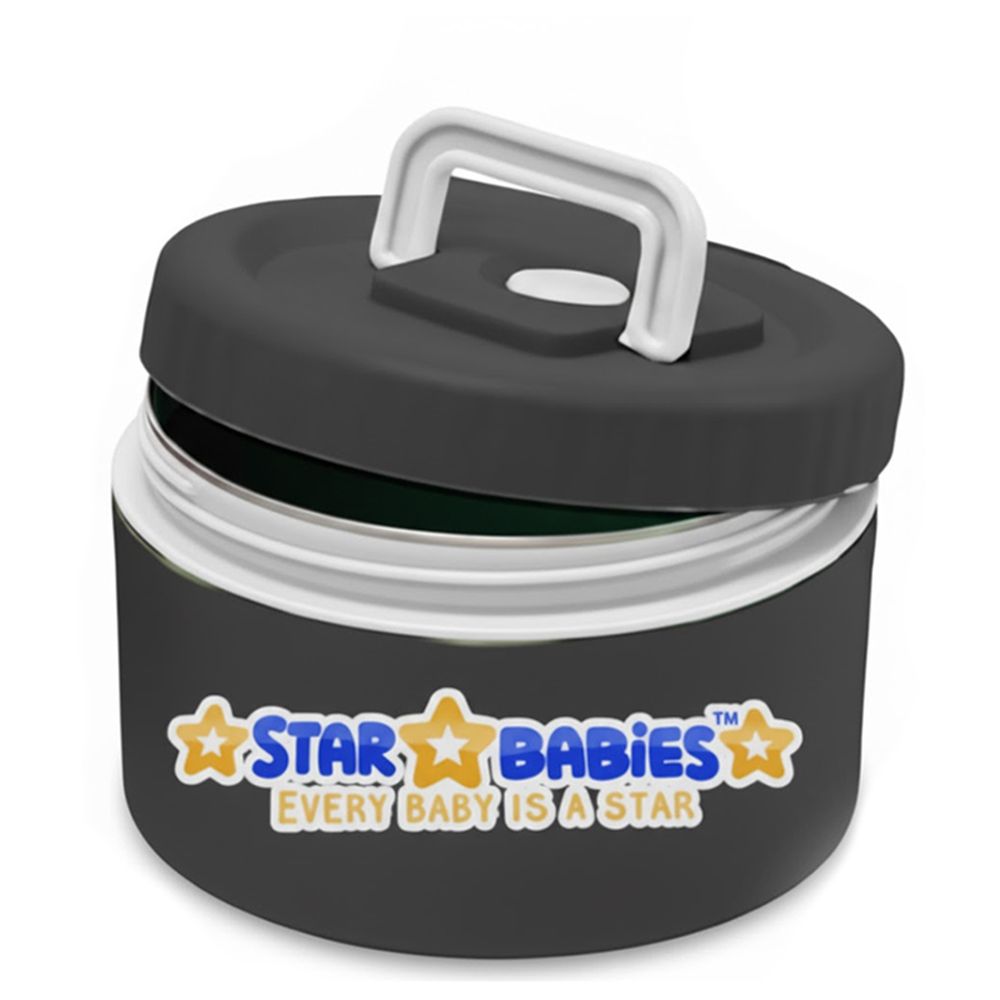 Star Babies - Stainless Steel Portable Food Jar - Green And Black - 2 Pcs