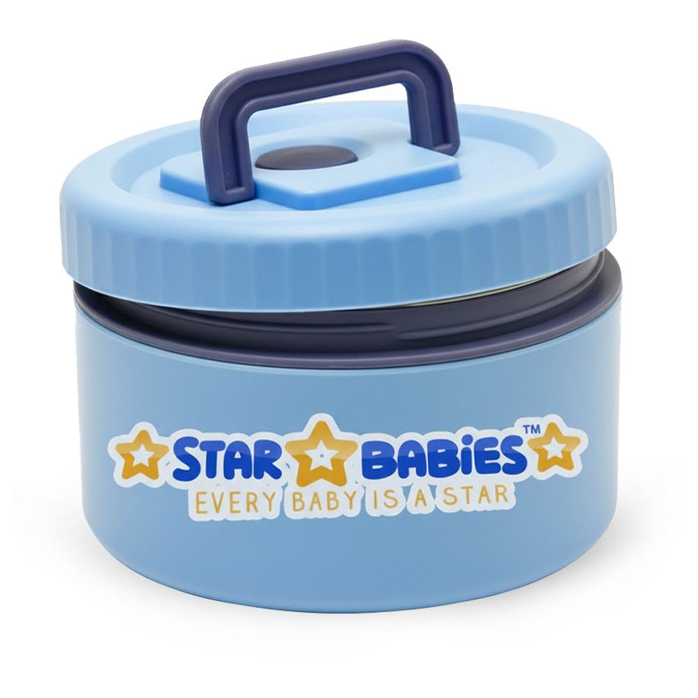 Star Babies - Stainless Steel Portable Food Jar - Blue And Black - 2 Pcs