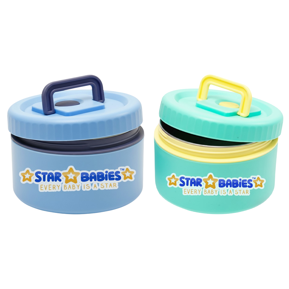 Star Babies - Stainless Steel Portable Food Jar - Blue And Green - 2 Pcs