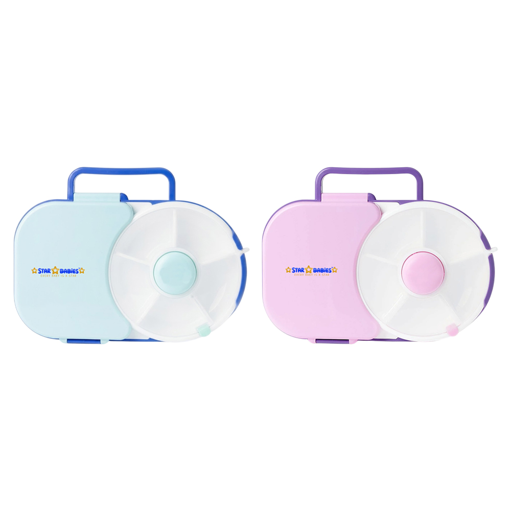 Star Babies - 8 Compartment Lunch Box - Blue And Purple - 2 Pcs