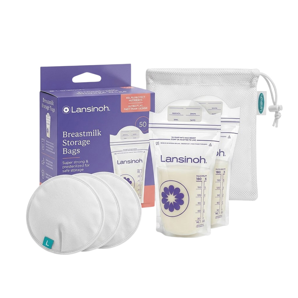 Lansinoh - Breastmilk Storage Bags - Pack of 50 With Washable Nursing Pads - 4 Pcs