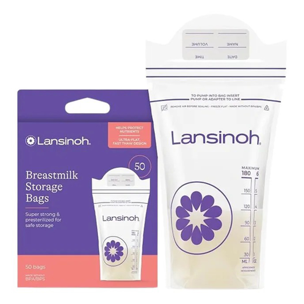 Lansinoh - Breastmilk Storage Bags - Pack of 50 With Washable Nursing Pads - 4 Pcs