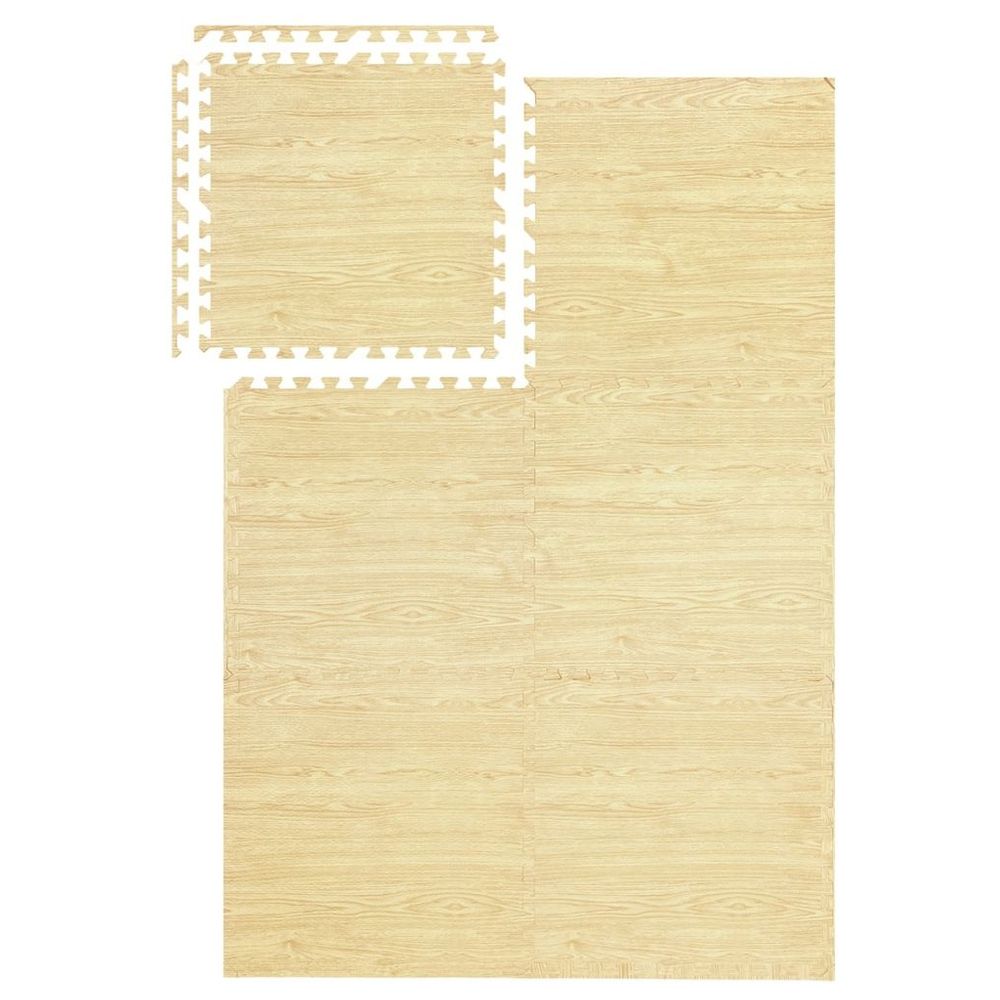 Bumble & Bird - Star Design Baby Safety Playpen - 14 Pcs and Foam Play Mat Tiles - Hazelnut Wood - 6 Pcs