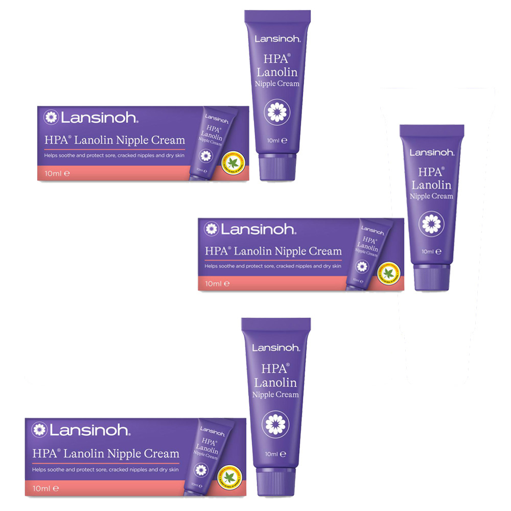 Lansinoh - Sore Nipples & Cracked Skin HPA Lanolin Cream - 10 mg - Pack of 3