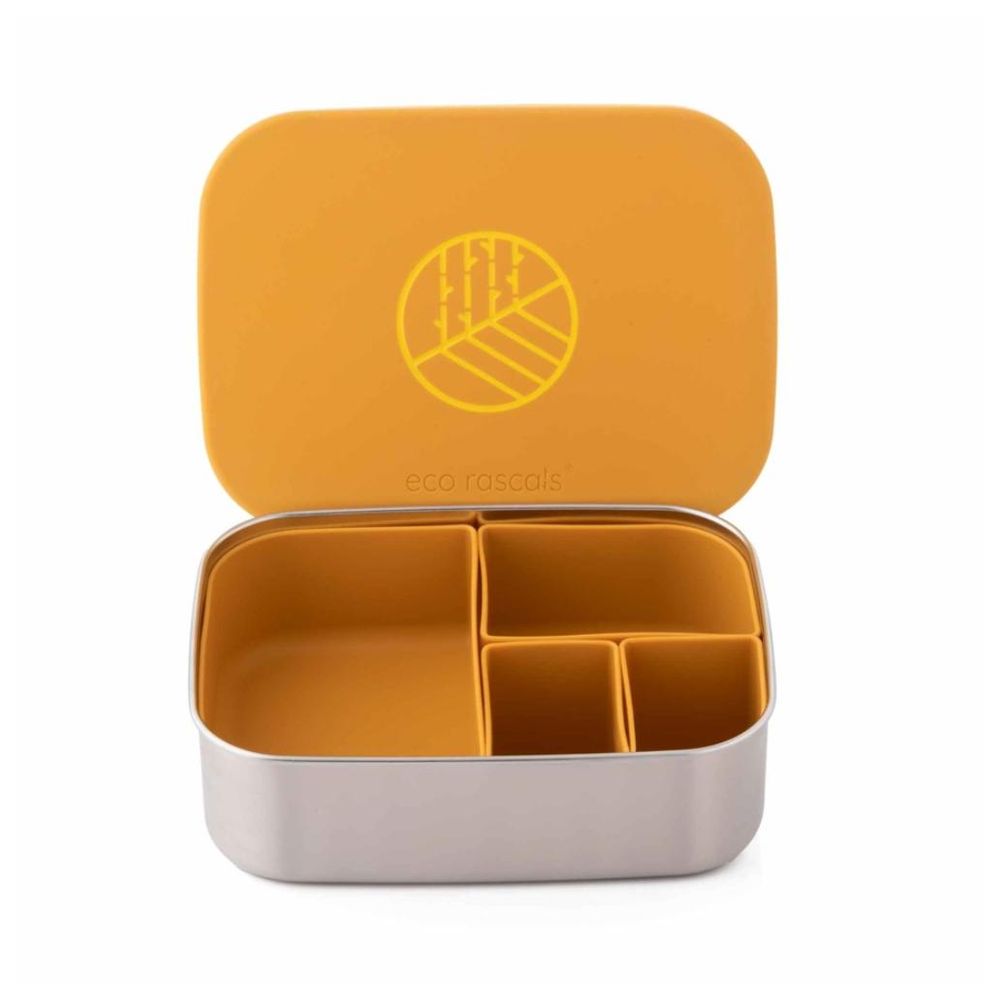 Eco Rascals - 4 Compartement Lunch Box And Water Bottle - 480 ml - Mustard