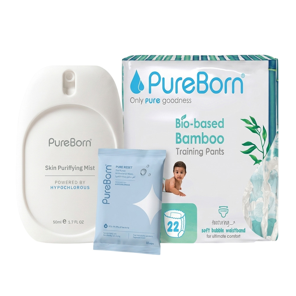 PureBorn - Pure Reset Wipes 10 Pcs & Mist 50 ml With Size 4 Pull Ups 9-15 kg 22 Pcs - 3 Pc Set