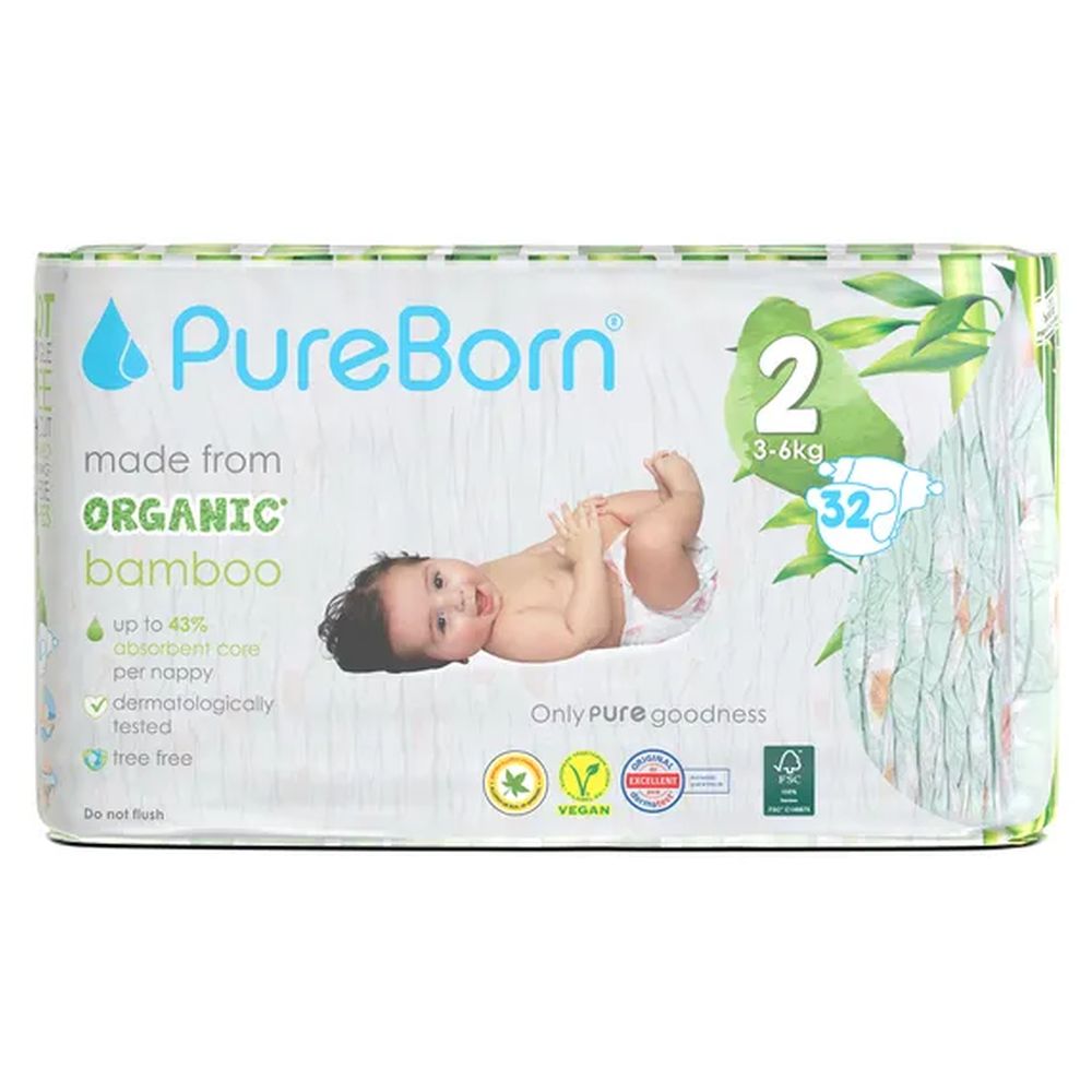 PureBorn - Pure Reset Wipes 10 Pcs & Mist 50 ml With Size 2 Nappies 32 Pcs - 3 Pc Set