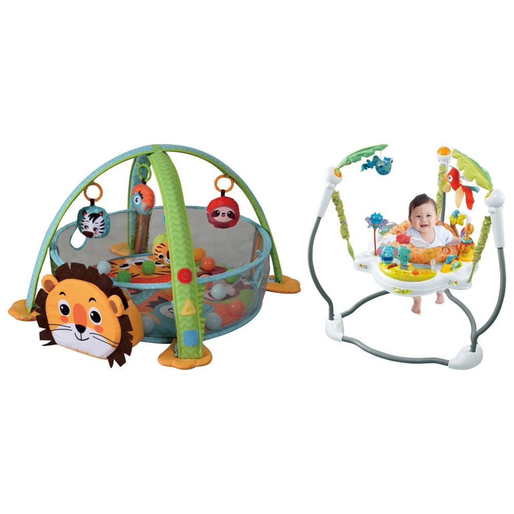 Little Learners - Jungle Jumperoo Activity Center & 3-in-1 Playgym Bundle