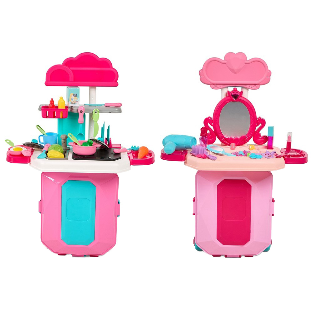 Little Learners - Pink Kitchen & Dressing Accessories in Diamond Box Set - 36 Pcs