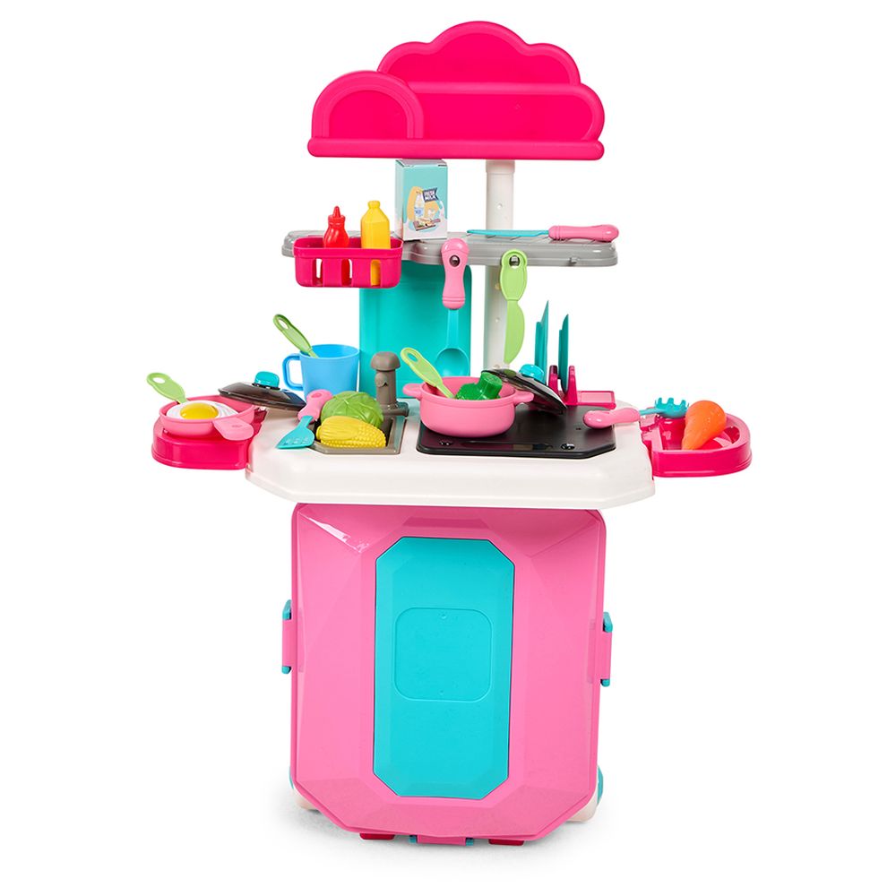 Little Learners - Pink Kitchen & Dressing Accessories in Diamond Box Set - 36 Pcs