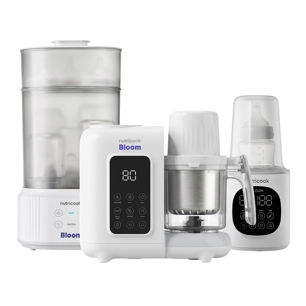 Nutricook - Bloom Complete Feeding Set - Bottle Warmer, 4-in-1 Food Maker & Sterilizer Dryer - White - 3 Pcs