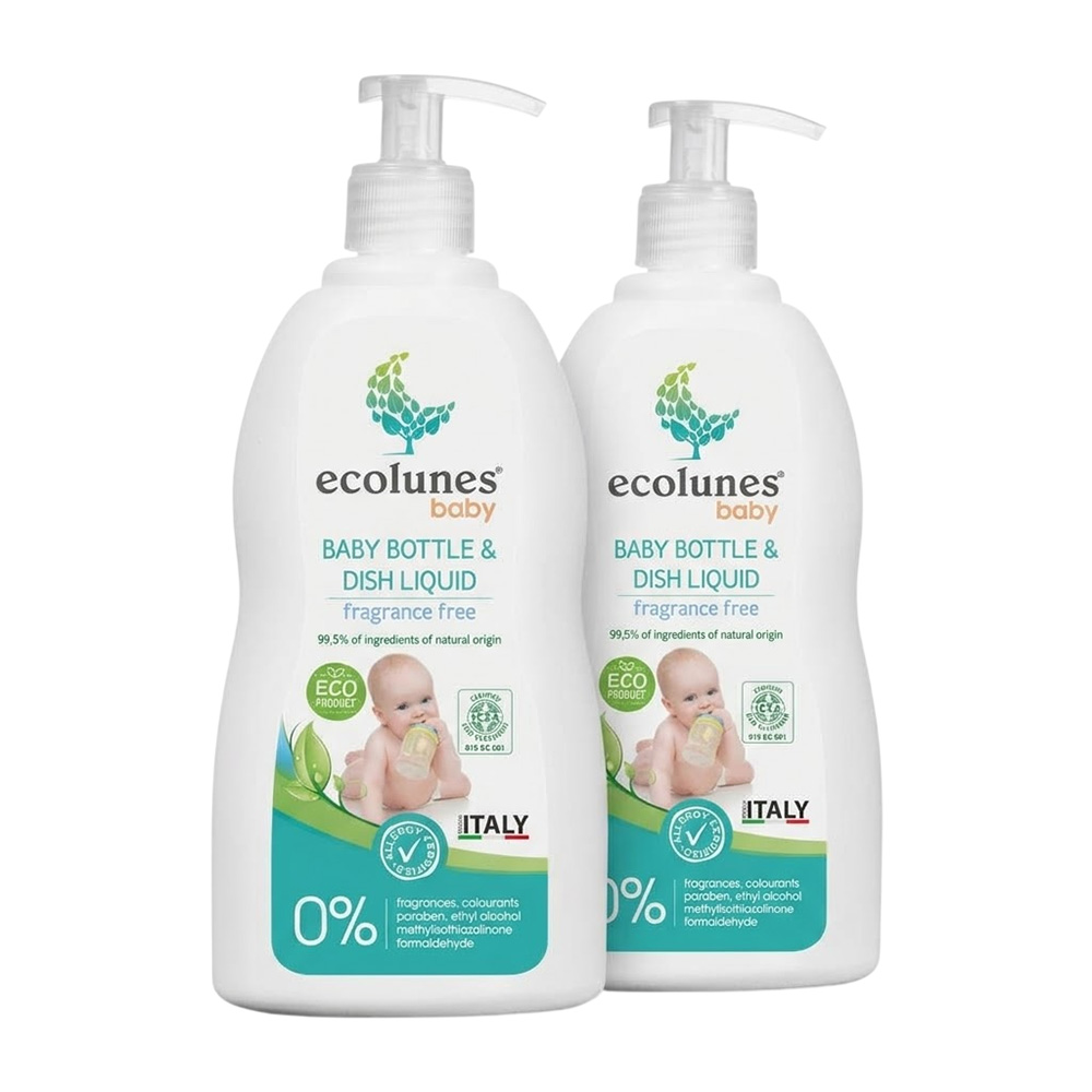 Ecolunes - Fragrance-Free Baby Bottle & Dishwashing Liquid - 500 ml - Pack of 2