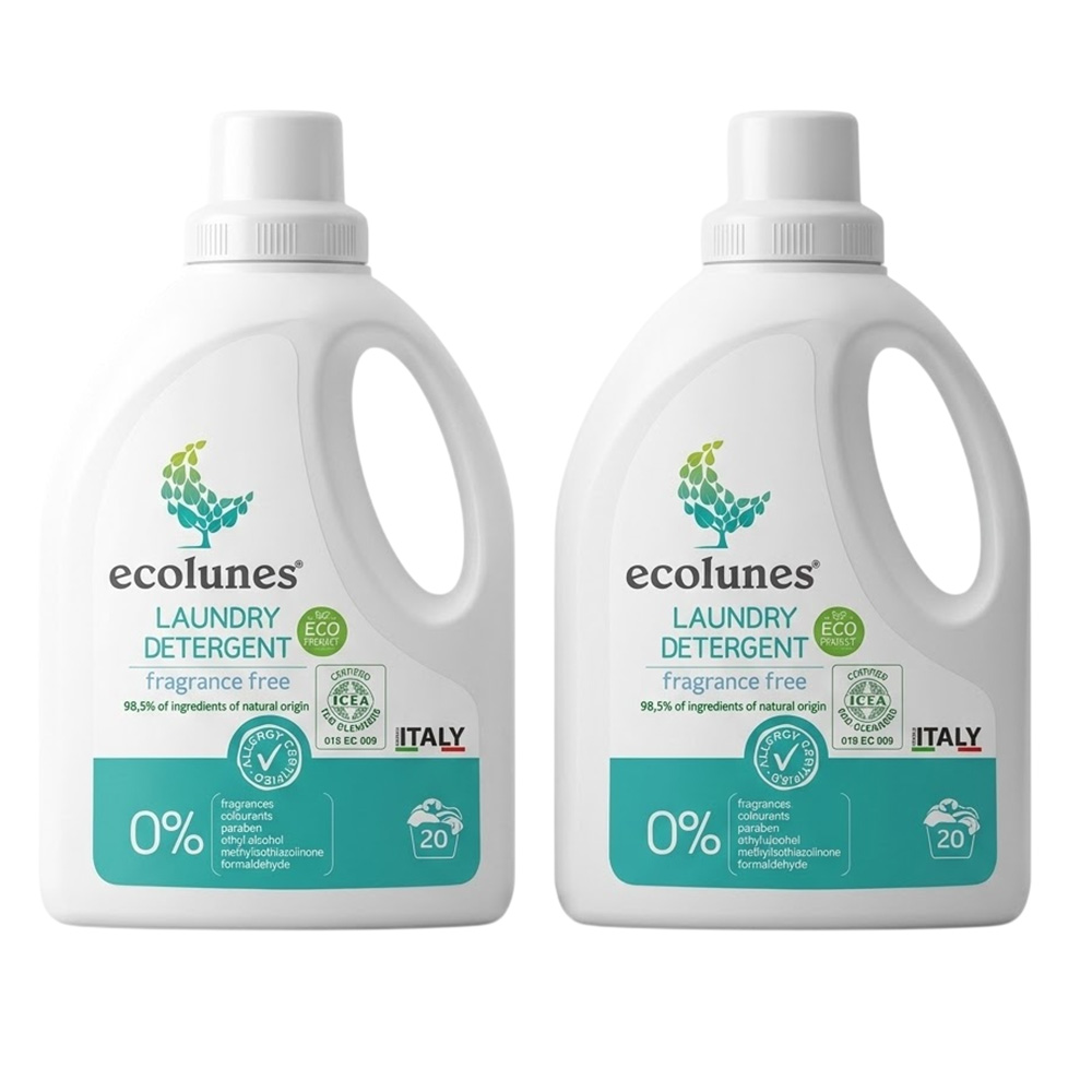 Ecolunes - Fragrance-Free Laundry Detergent - 1 L - Pack of 2
