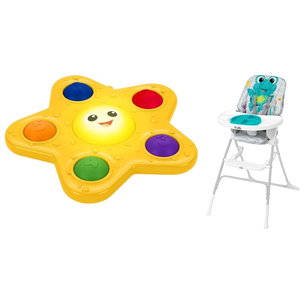 Baby Einstein - Snack & Splash Compact Folding High Chair With Pop & Glow Starfish Suction Toy
