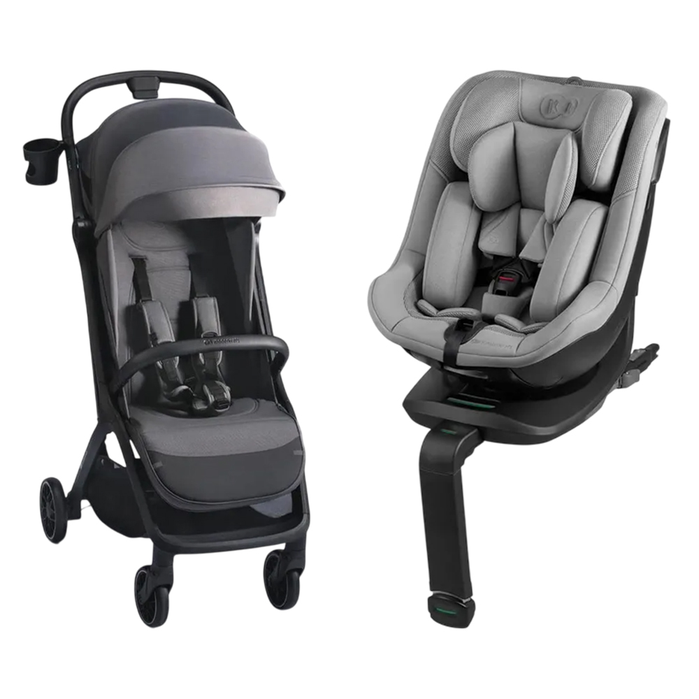 Kinderkraft - Nubi 2 Lightweight Travel Stroller With I-Guard i-Size 360 Rotating Car Seat - Grey