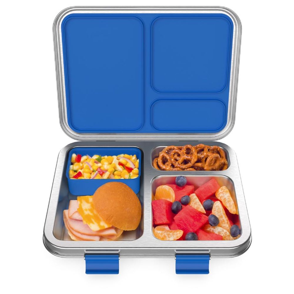 Bentgo - Kids Stainless Steel 3 Compartment Lunchbox - Blue And Fuchsia - 2 Pc Set