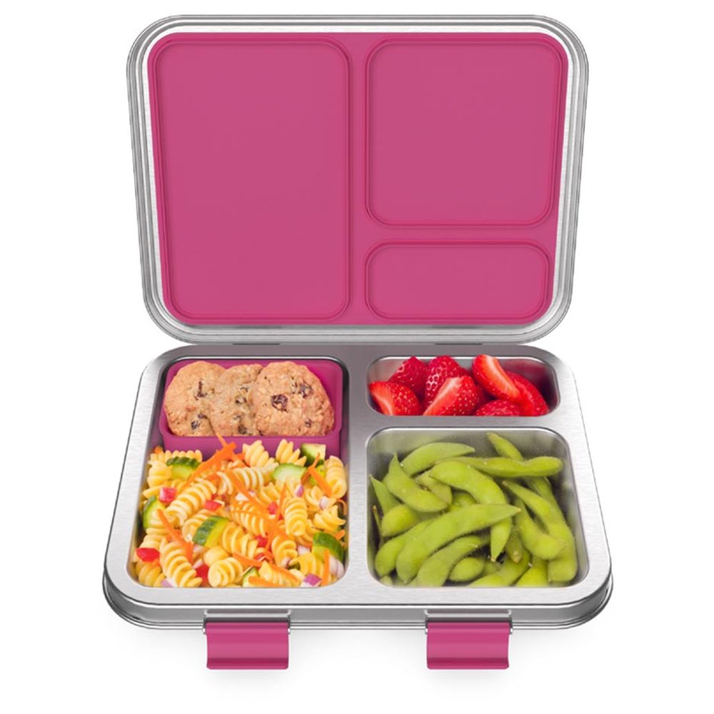 Bentgo - Kids Stainless Steel 3 Compartment Lunchbox - Blue And Fuchsia - 2 Pc Set