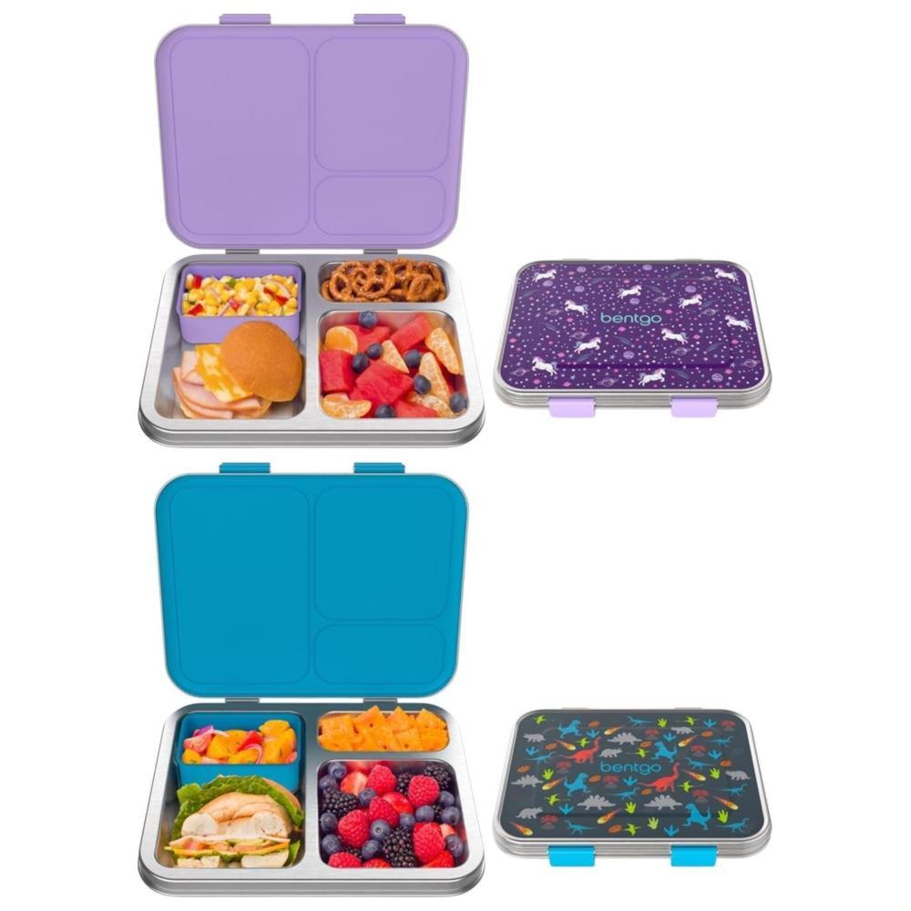 Bentgo - Dino & Unicorn Stainless Steel 3 Compartment Lunchbox Sibling Duo - 2 Pc Set