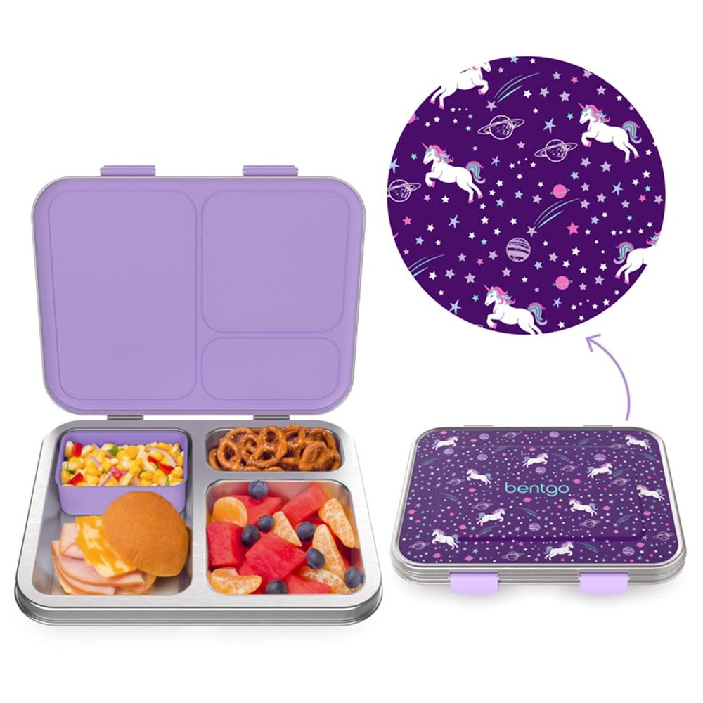 Bentgo - Dino & Unicorn Stainless Steel 3 Compartment Lunchbox Sibling Duo - 2 Pc Set