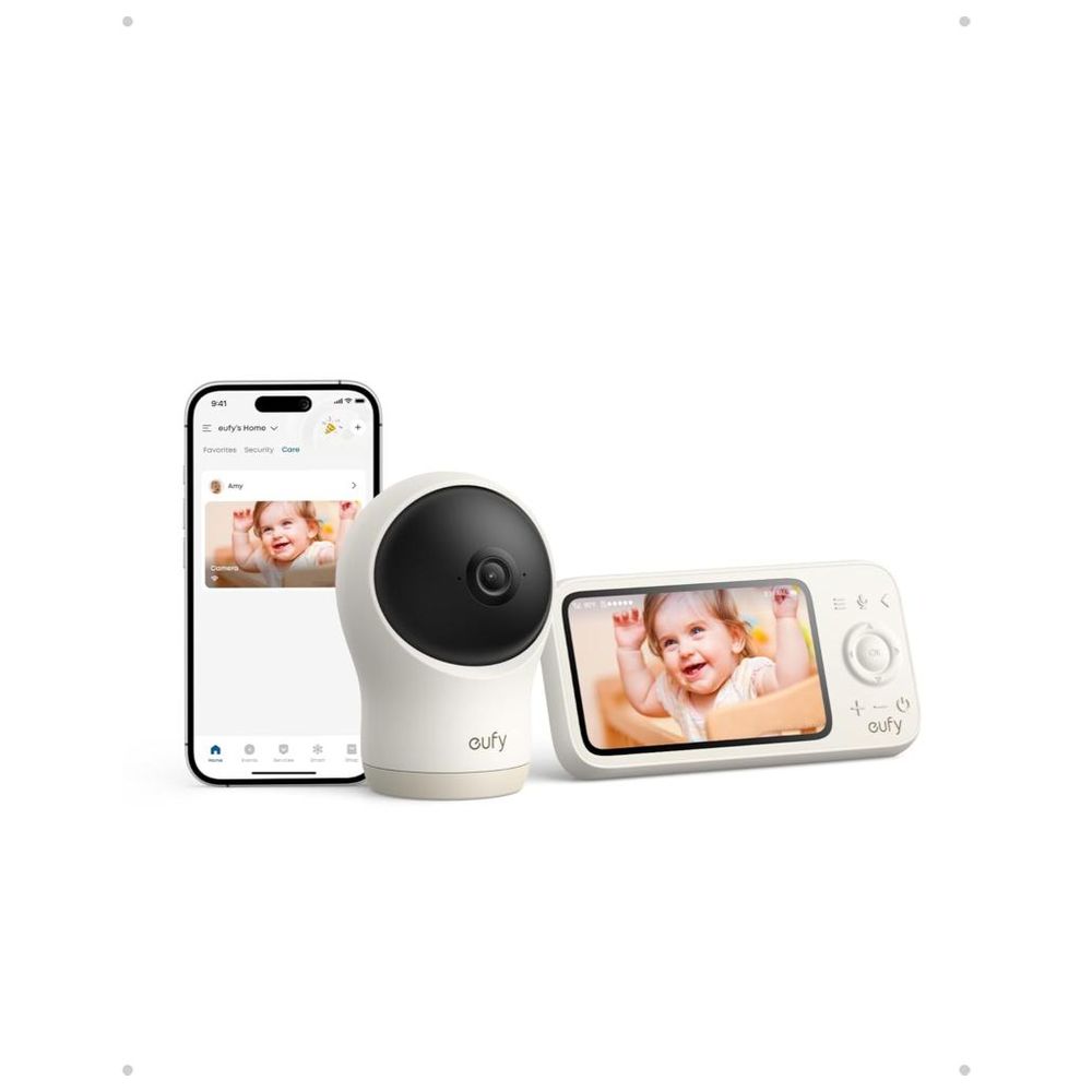 Eufy - E20 Heated Wearable Breast Pump With C10 2K Wifi Camera Monitor Bundle