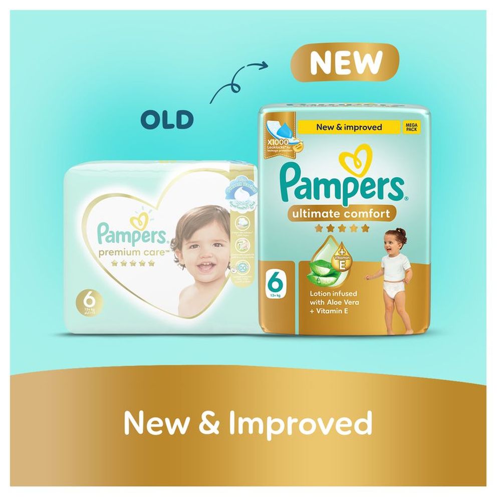 Pampers Ultimate Comfort Taped Diapers - Size 6 - +13 kg - 36 Pcs - Pack of 2