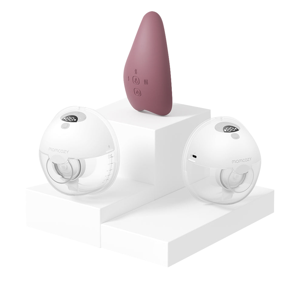 MomCozy - M5 Smart Massager Bundle: Double M5 Smart Wearable Breast Pump With One Breast Massager - Purple