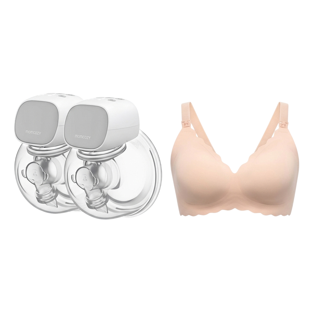 MomCozy - S9 Pro Bra Bundle: Double S9 Pro With Jelly Strip Bra - Beige/Oyster Pink - S