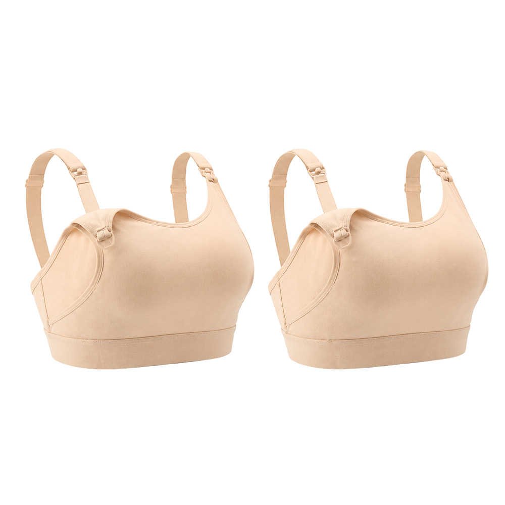 Momcozy - Breast-Pumping And Breastfeeding Bra - Beige - S - Pack of 2