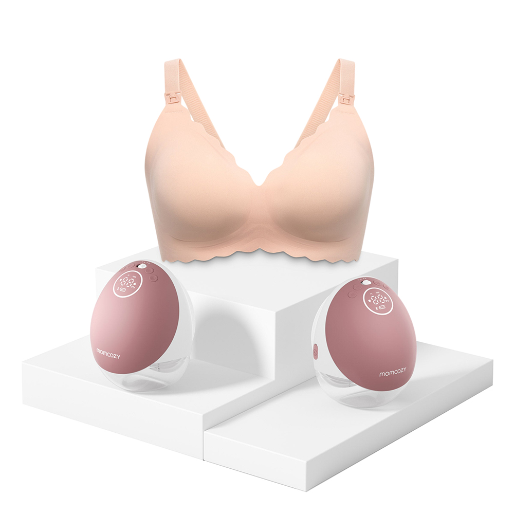MomCozy - M9 Bra Bundle: M9 Breast Pump With YN46 Nursing Bra - Beige/Oyster Pink - S