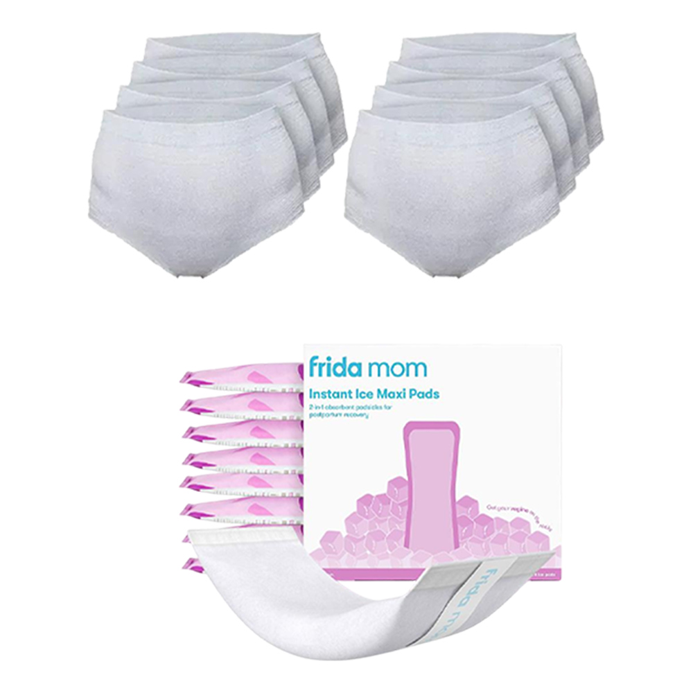 Frida Mom - C-Section Recovery Essentials - High-Waist Disposable Underwear Regular 8 Pcs And 2-in-1 Perineal Ice Maxi Pads