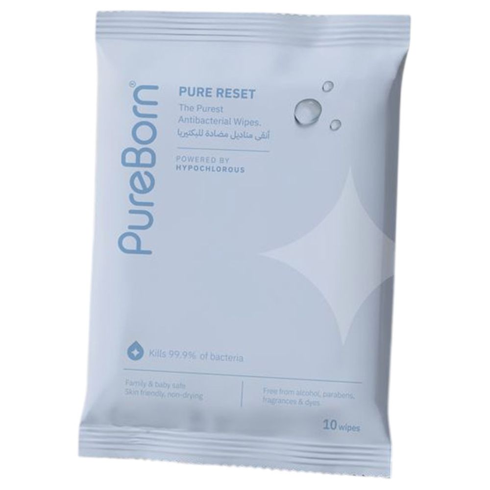 PureBorn - Pure Reset Wipes - 10 Pcs With Mist - 50 ml And Nappies - Size 4 - 7-12 kg - Pack of 2 - 192 Pcs