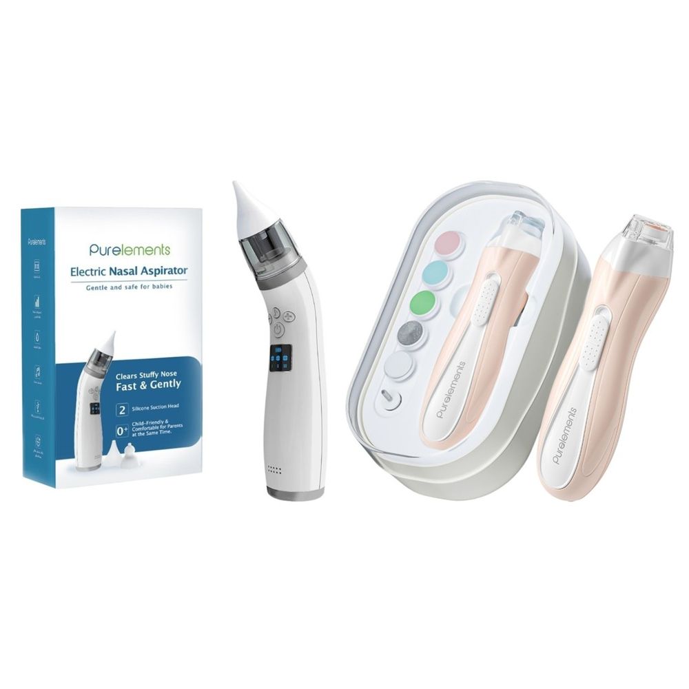 Purelements - USB Rechargeable Electric Baby Nail Trimmer - Pink and Electric Nasal Aspirator