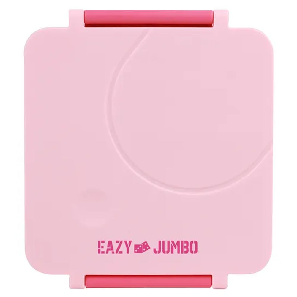 Eazy Kids - 3/4 Jumbo Lunch Box With Bowl, Spoon And Fork - Blue And Pink