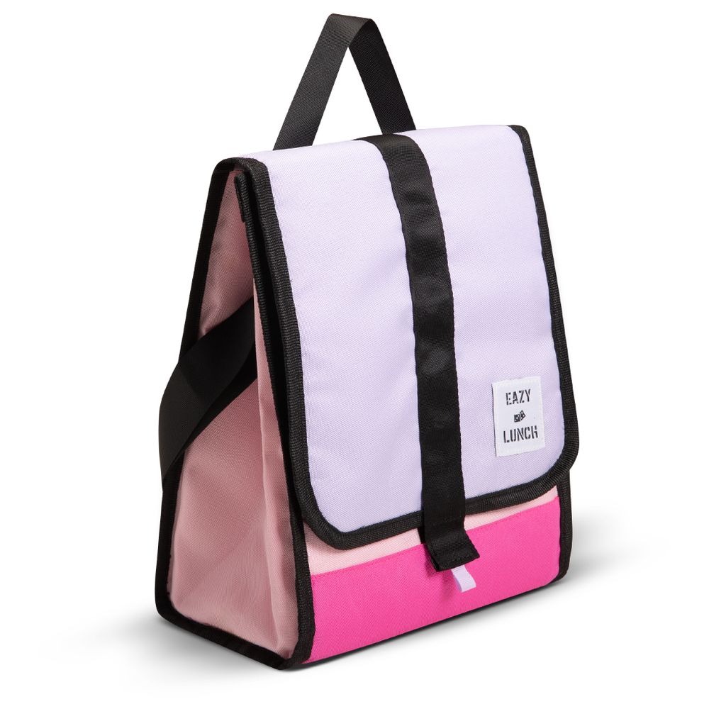 Eazy Kids - Insulated Lunch Bag - Grey/Black And Insulated Foldable & Stylish Lunch Bag - Pink /Lavender