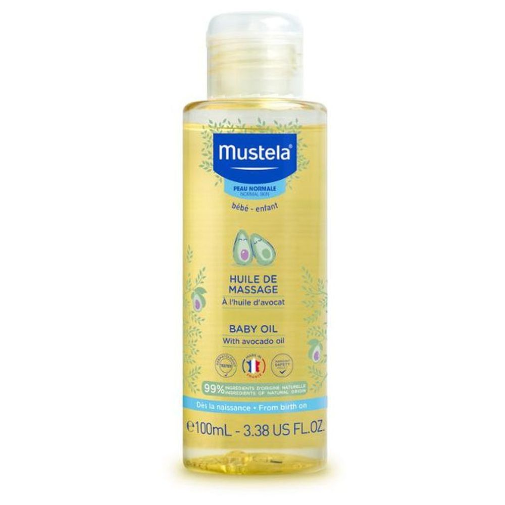 Mustela - Complete Daily Routine: Gentle Cleansing Gel - 500 ml With Hydra Bebe Body Lotion - 300 ml And Baby Massage Oil - 100 ml - 3 Pc Set
