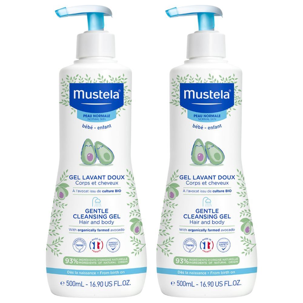 Mustela - Stock-Up Mega Pack: Gentle Cleansing Gel - 500 ml With Hydra Bebe Body Lotion - 300 ml - 4 Pc Set