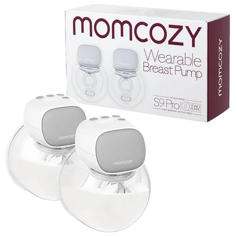 Momcozy - Wearable Electric Breast Pump S9 Pro - Grey - 2pcs With Free Pack of 8 Momcozy Wipes, Breast Pump Cleaning Spray And 2 Nursing Disposable Maternity Underwear