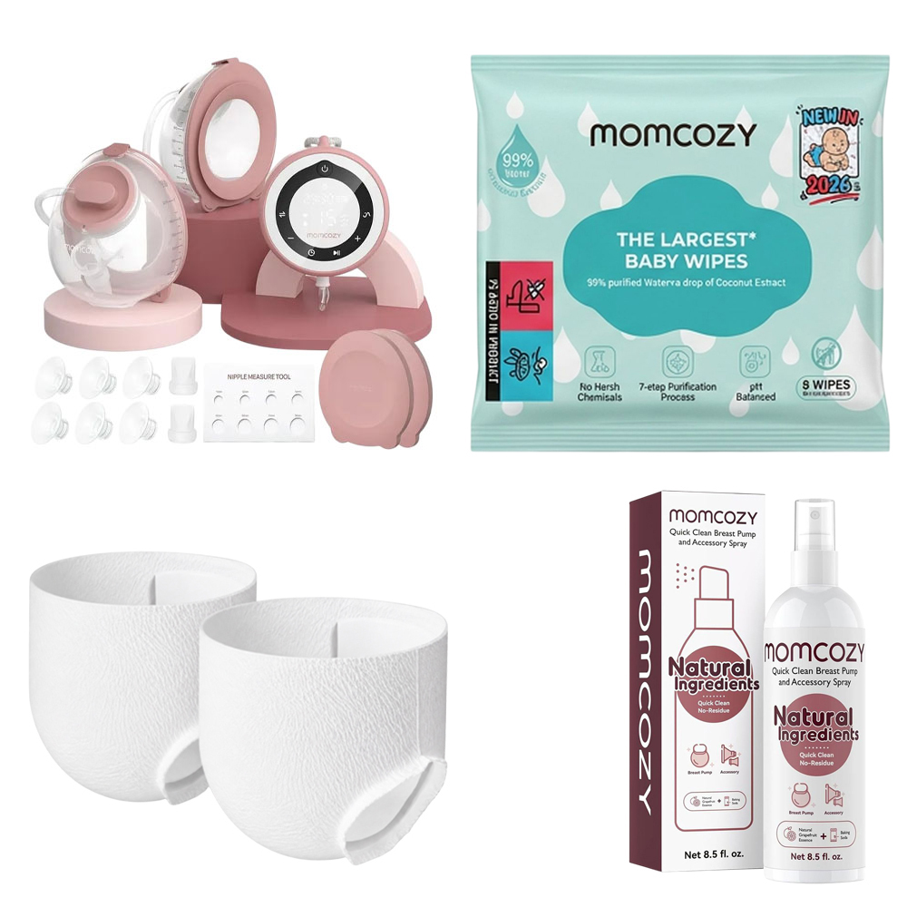 MomCozy - V1 Pro Hospital-Grade Breast Pump With Free Pack of 8 Momcozy Wipes, Breast Pump Cleaning Spray And 2 Nursing Disposable Maternity Underwear