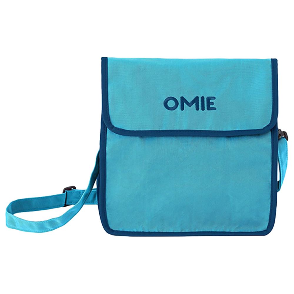 OmieBox - 3 Compartments Thermos Lunch Box, Lunch Bag, Water Bottle, Utensil & Holder Set - Blue - 6 Pcs