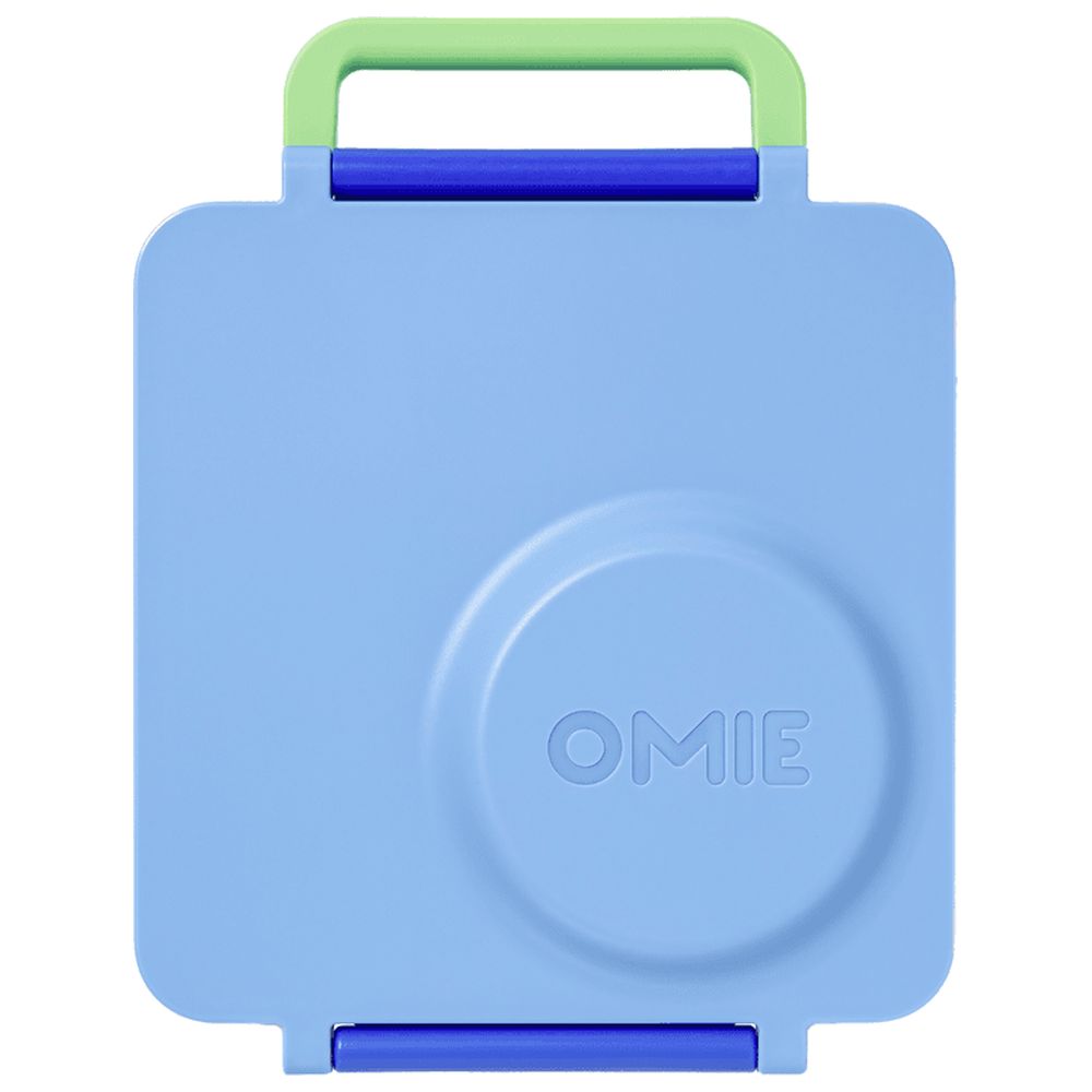 OmieBox - 3 Compartments Thermos Lunch Box, Lunch Bag, Water Bottle, Utensil & Holder Set - Blue - 6 Pcs