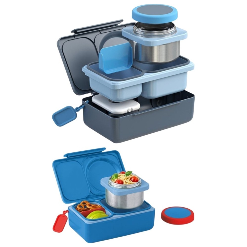 OmieBox - OmieLife Up Bento Box With Thermos And Ice Pack - Cosmic Blue And Graphite