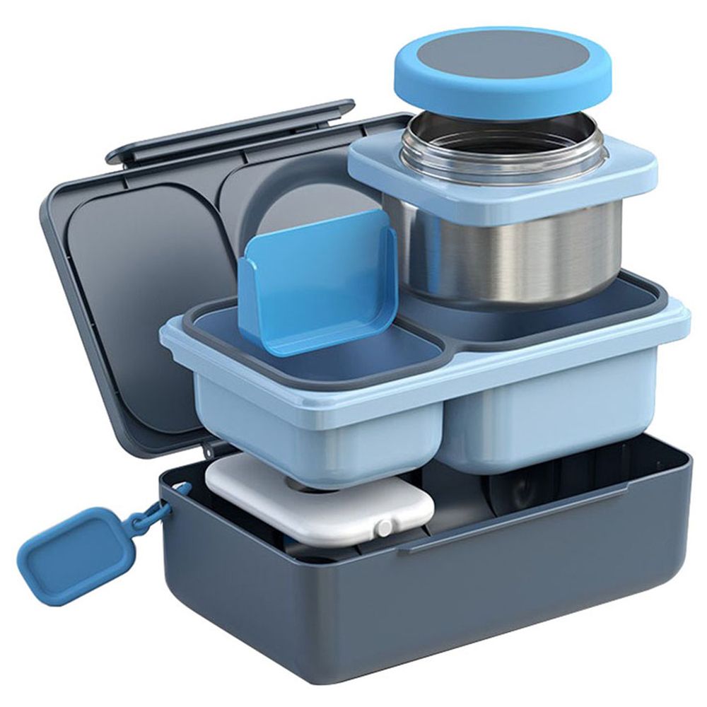 OmieBox - OmieLife Up Bento Box With Thermos And Ice Pack - Cosmic Blue And Graphite